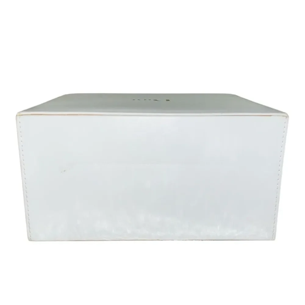 Dior Faux Leather Satin Lined Hinged White/Gold Jewelry Storage Display Gift Box